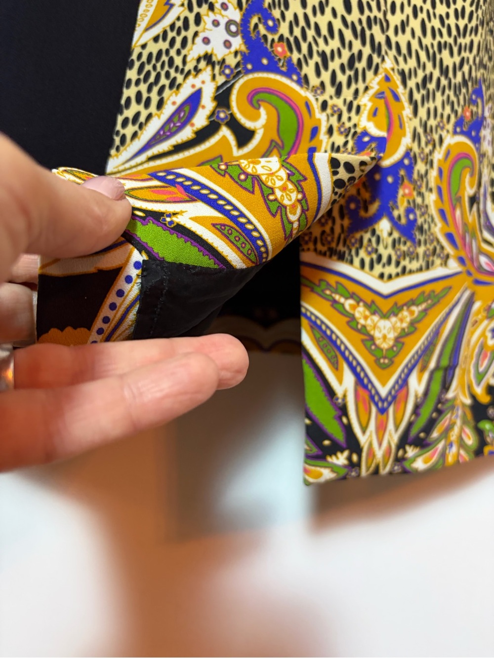 Etro Black Paisley & Animal Print Midi Dress with Purple and Black Panels - Picture 5 of 8